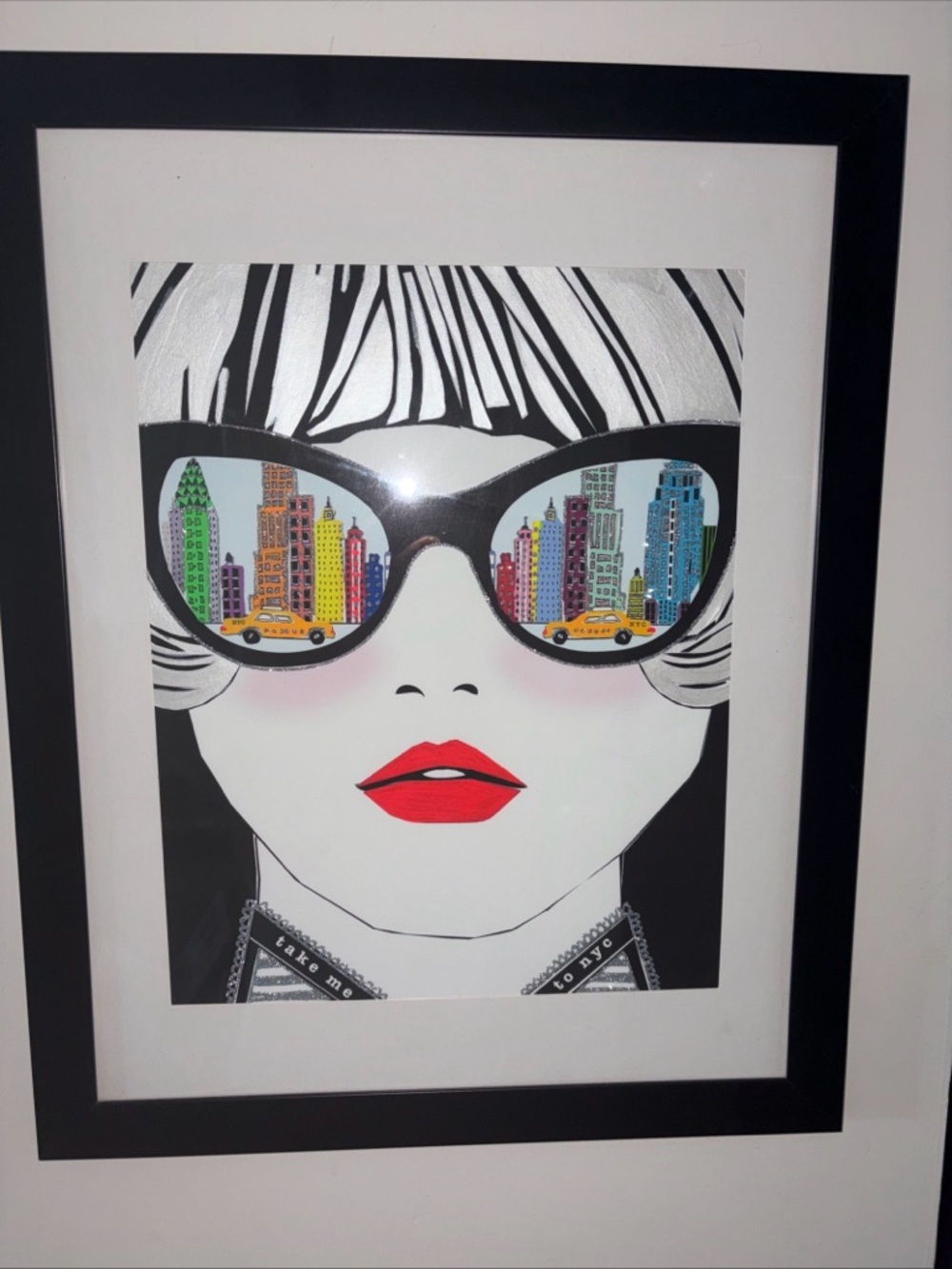 NEW TAKE ME TO NYC Sunglasses New York City  20”x 15.5" FRAMED Wall Art